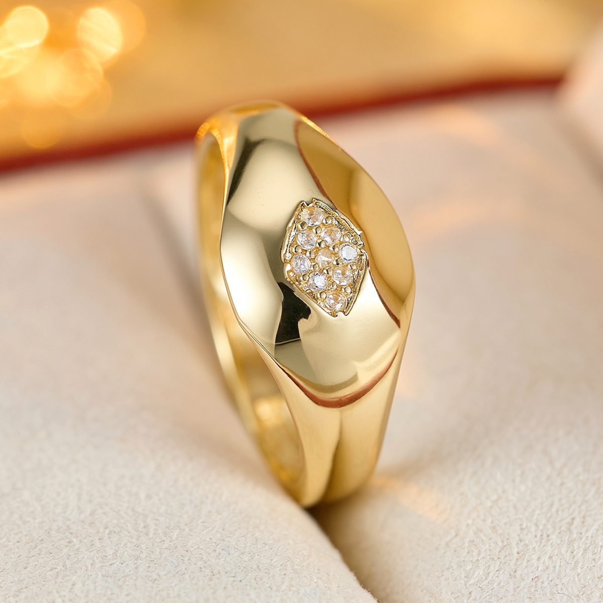 Unisex Evil Eye Cut Ring with Synthetic Zirconia Inlay